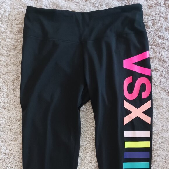 Victoria's Secret VSX Sport  Leggings Logo Womens Large Black Workout Activewear - Picture 2 of 9